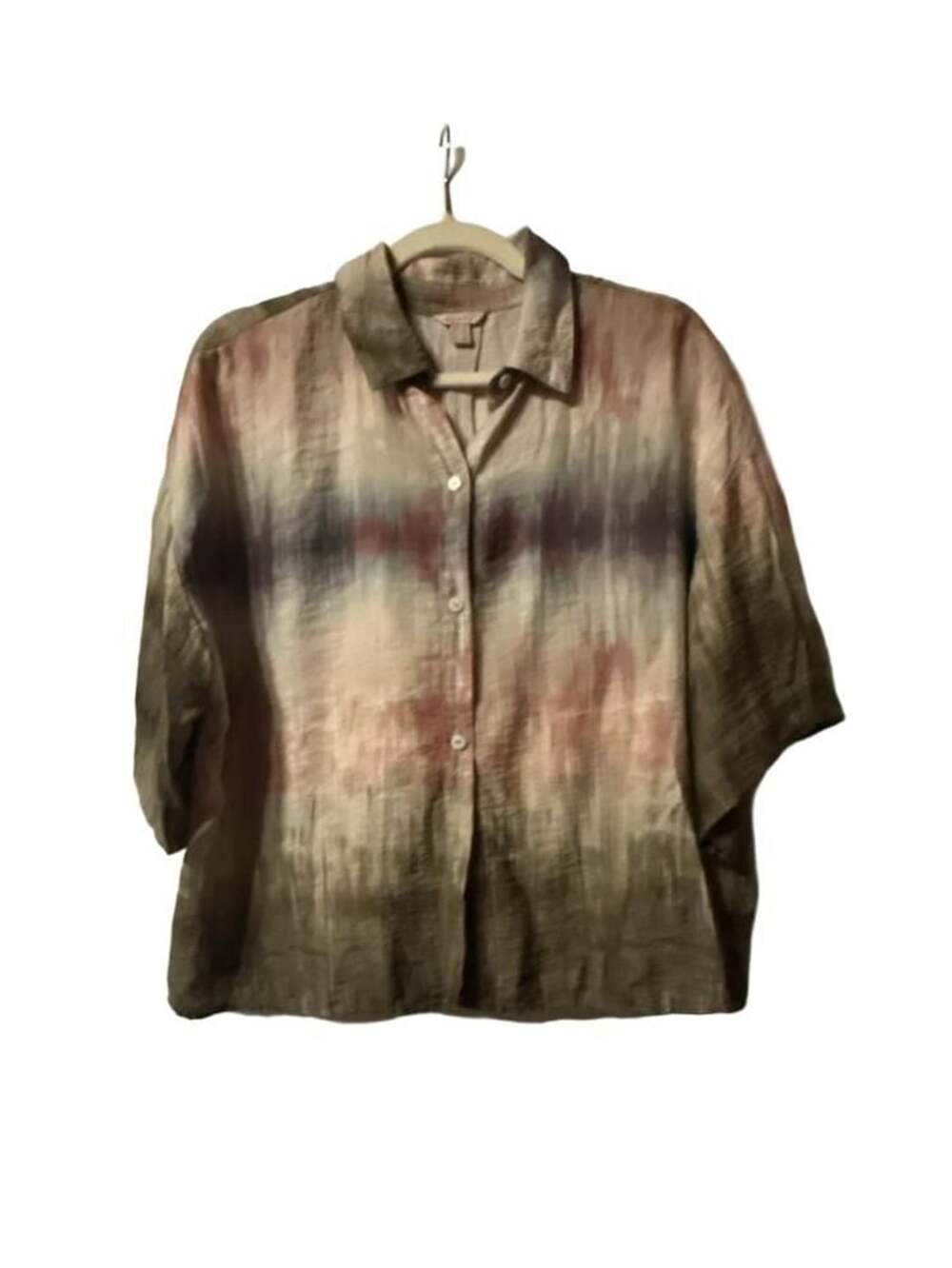 Esprit Button Down Shirt Size XL Multi Color Boho Tie Dye